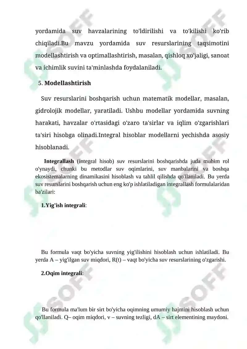 SUV OQIMLARINI HISOBLASH 6