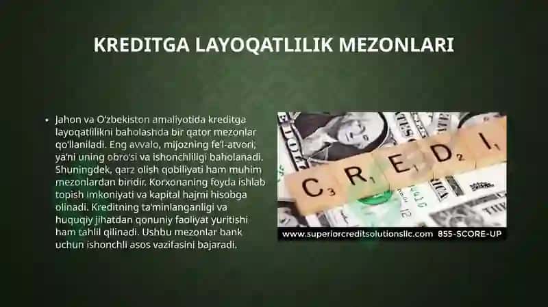 Bankmijozining kredit galayoqatliligini tahlili 6