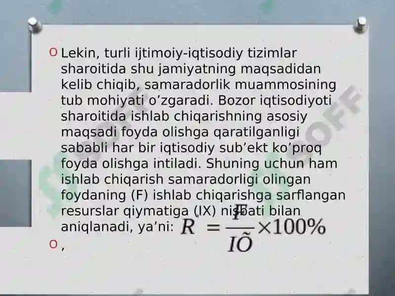 Ishlab chiqarishni iqtisodiy va ijtimoiy samaradorligi 6
