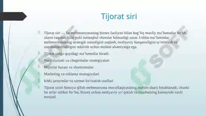 Mehmonxona iqtisodiy xavfsizligi va tijorat 6