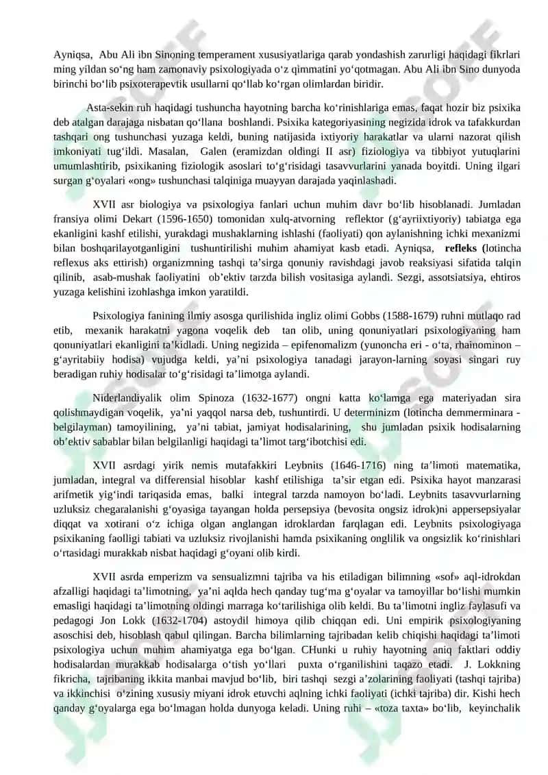 PSIXOLOGIYA FANINING PREDMETI MAQSAD VAZIFALARI. TIBBIYOTDA PSIXOLOGIK BILIMLARNING O‘RNI VA AHAMIYATI 6