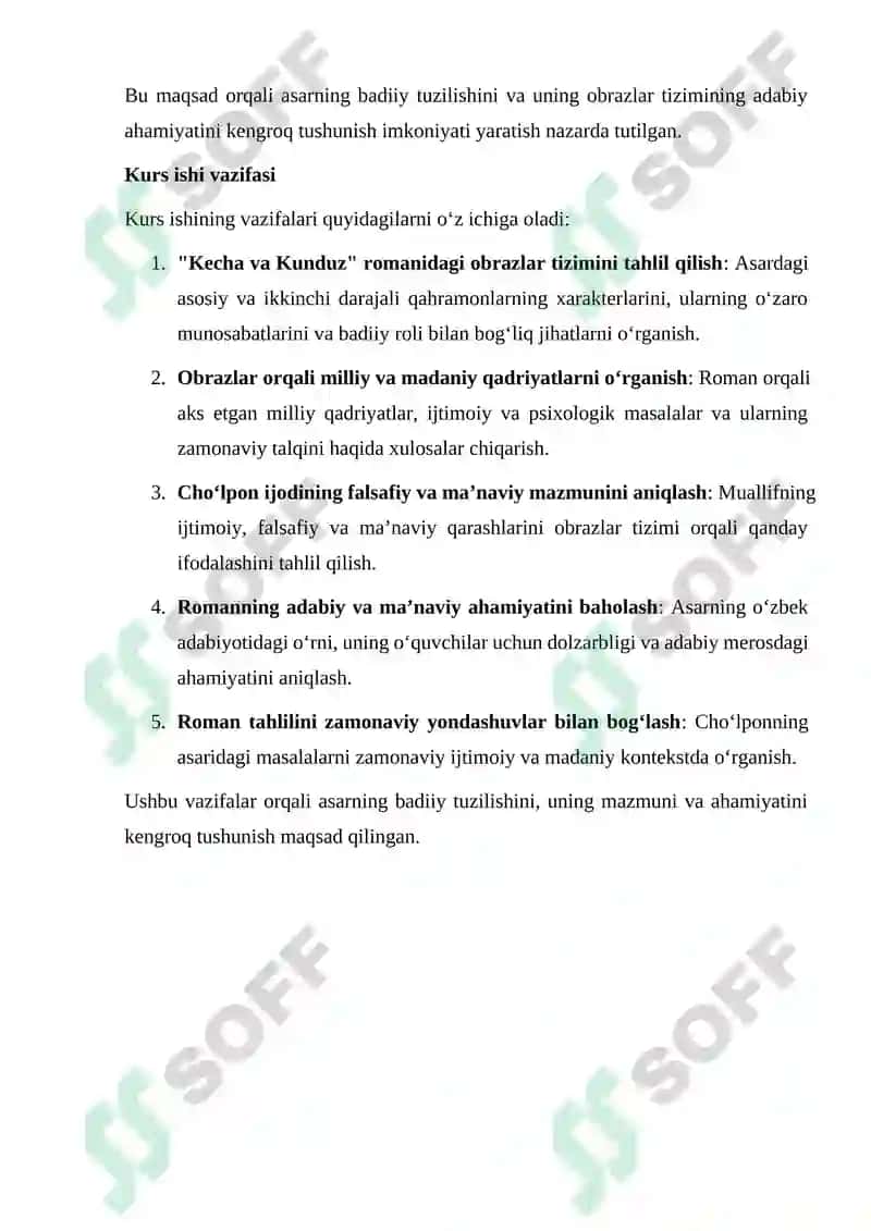 Cho'lponning Kecha va kunduz asarini obrazlar tizimi orqali tahlil qilish 6