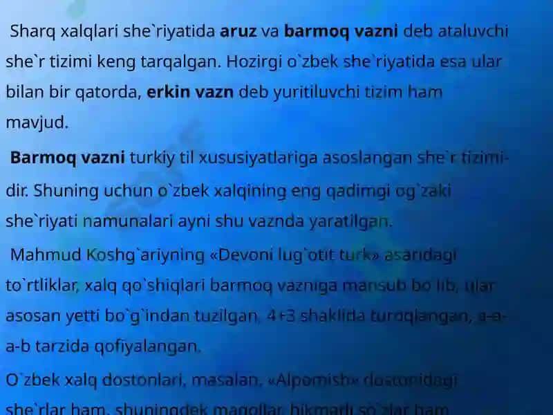 Hozirgi she'rlar  va janrlar 6