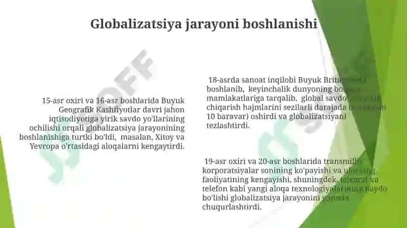 Jahon XÒjaligi Rivojlanish Bosqichlari va Tendensiyalari 6