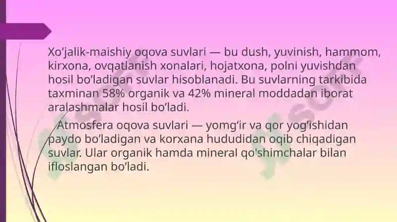 Tabiiy va sanoat oqava suvlarini tozalashda koagullanishni qo’llanilishi. 6