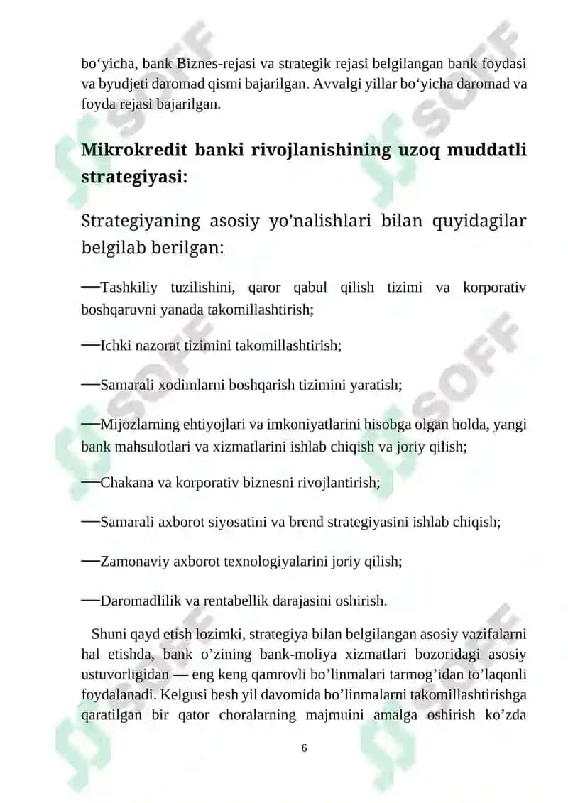 Aksiyadorlik tijorat Mikrokredit banki amaliyot bo`yicha hisobot 6