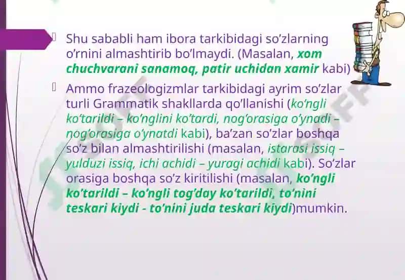 Frazeologiya  haqida  ma’lumot.  Frazeologizm  til  va  nutq  birligi sifatida.  Frazeologik  iboralarning ma’no  xususiyatlariga ko‘ra asosiy  belgilari  va turlari. 6