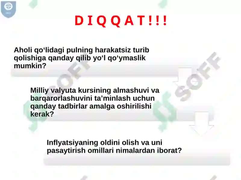 Pulning paydo bo‘lishi, zarurligi va funksiyalari. Pul nazariyasi. 6