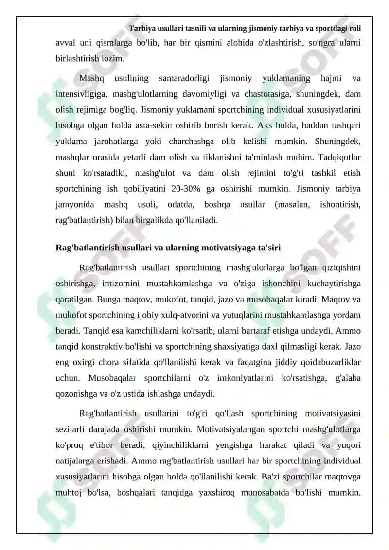 Tarbiya usullari tasnifi va ularning jismoniy tarbiya va sportdagi roli 6