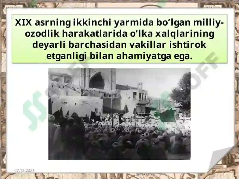 XIX asr Turkistoni O'lkasi Daxalq Harakatlari 6
