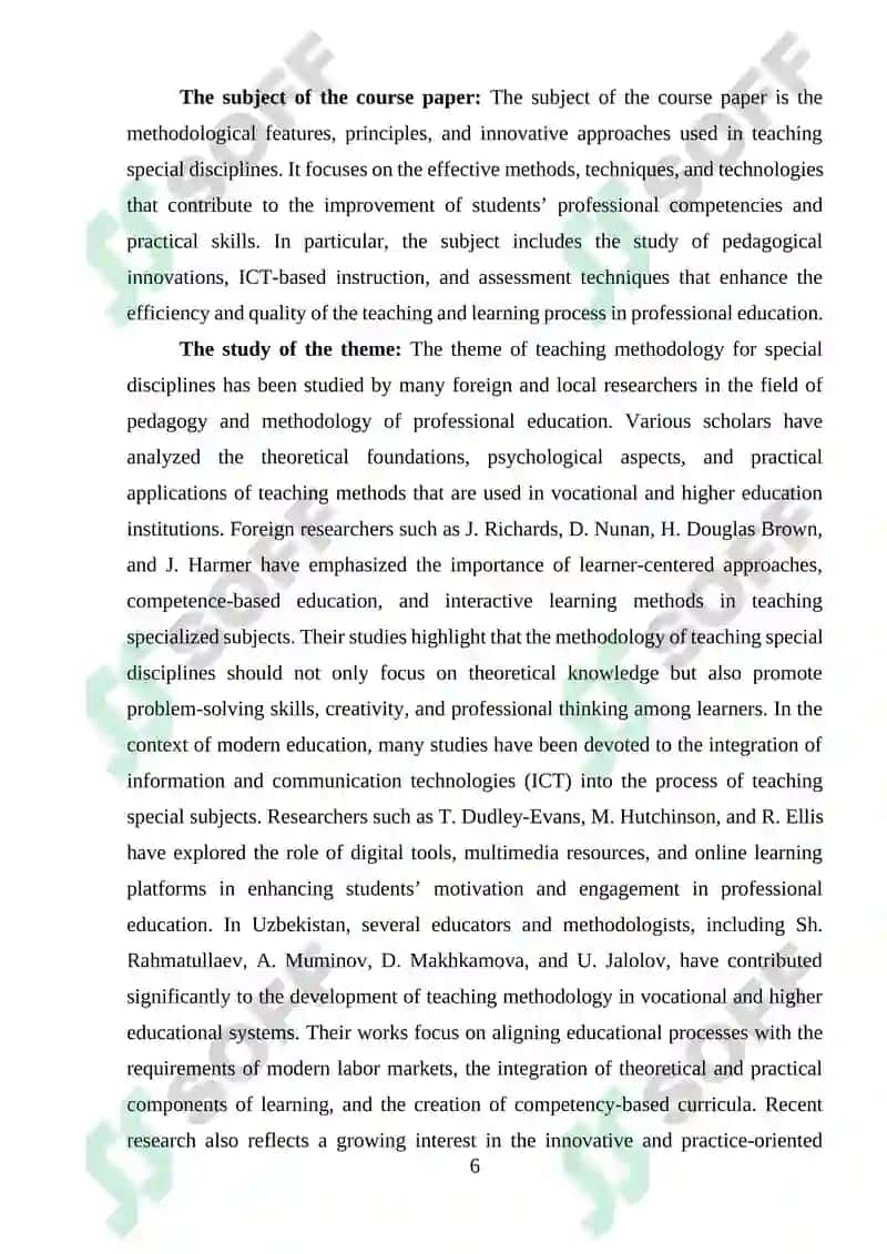 Features of the methodology of teaching special disciplines 6