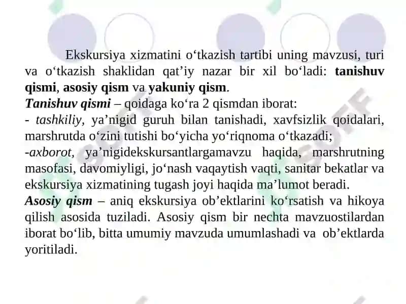 Ekskursiya Xizmatini Tayyorlash Texnologiyasi 6