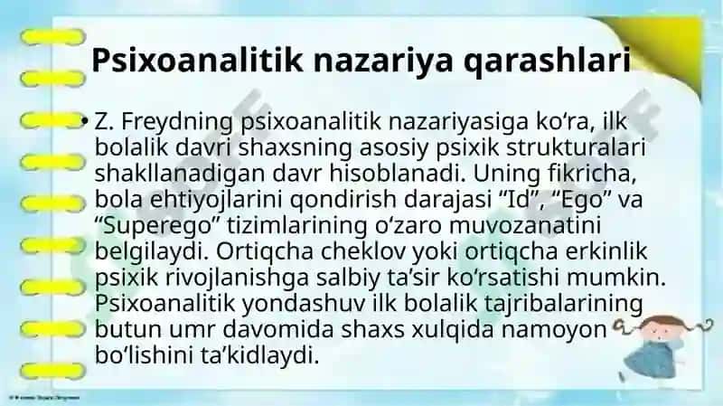 Ilk bolalik davrida shaxslarni rivojlanishga oid nazariy tahlillar 6