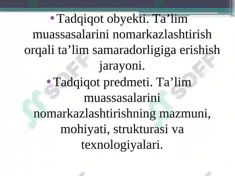 "TALIM MUASSASALARINI NOMARKAZLASHTIRISH JARAYONI: TARIXI, HOLATI VA ISTIQBOLLARI" 6