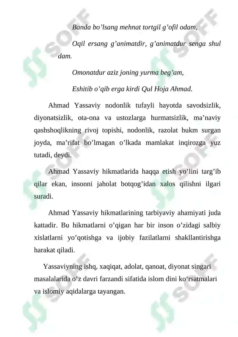 Ho’ja Ahmad Yassaviy hayoti va pedagogik qarashlari 6