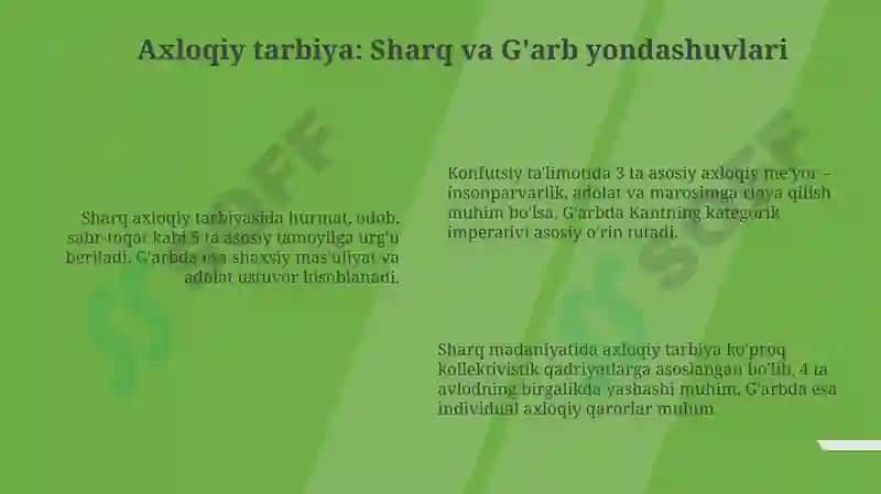 Sharq va G'arb mutafakkirlarining yosh avlodni tarbiyalashga oid qarashlari 6