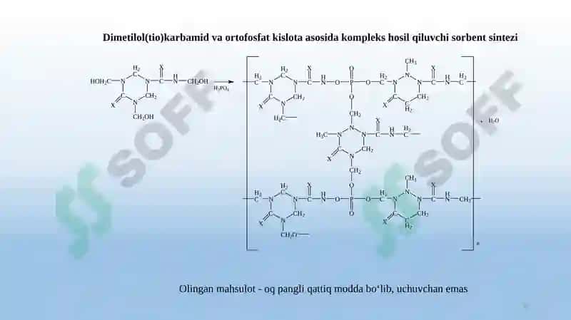Tarkibida oltingugurt va azot bo`lgan sorbentlar  sintizi va ularning qo`llanilishi 6