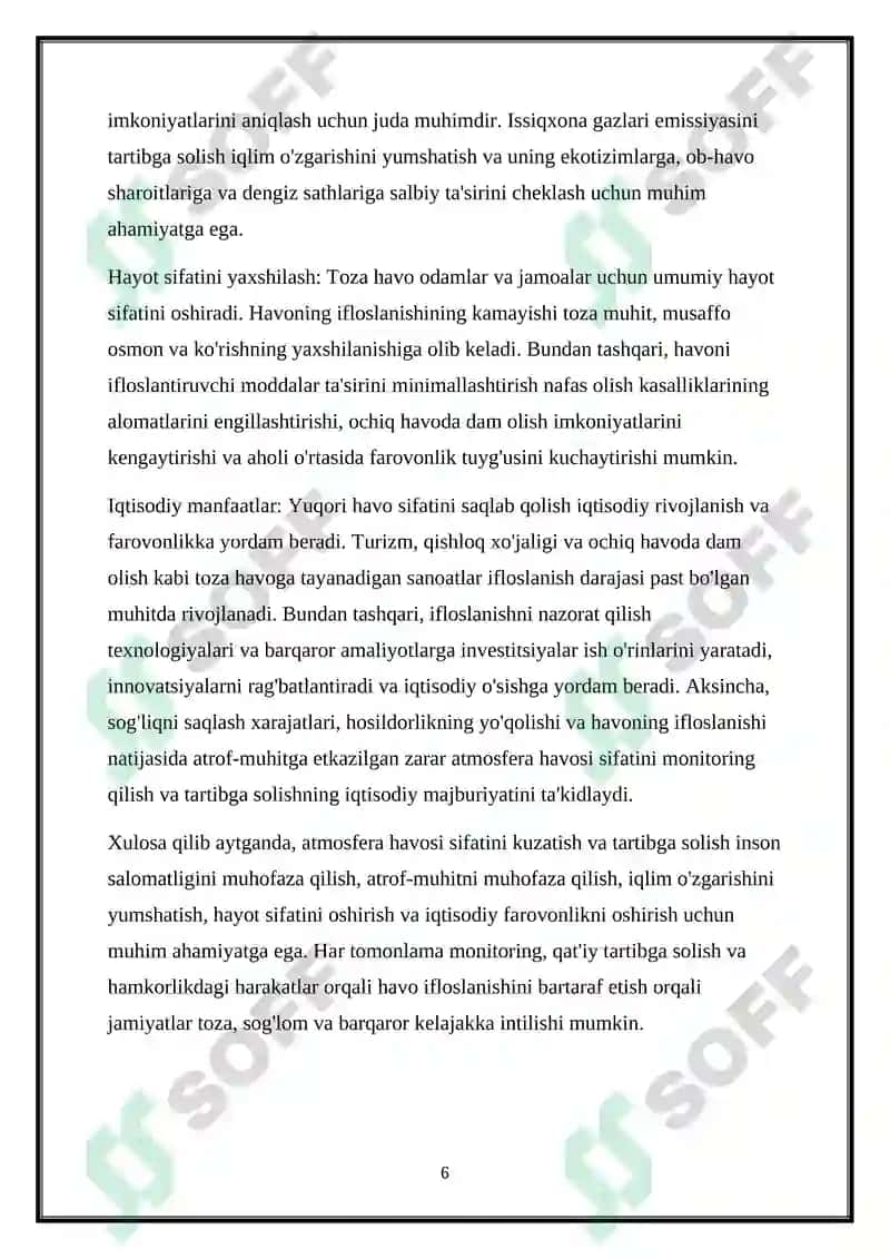 Atmosfera havosi monitoringi va me'yorlashtirish 6