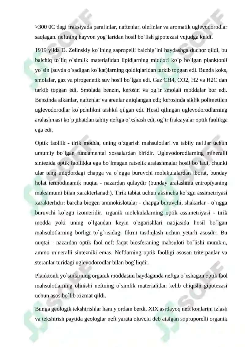 Neft va gazning paydo bo`lishi haqidagi nazariyalar 6