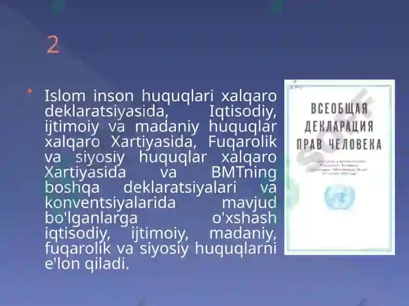 Islomda inson huquqlari himoyasi ijtimoiy tenglik adolat va tolerantlik 6