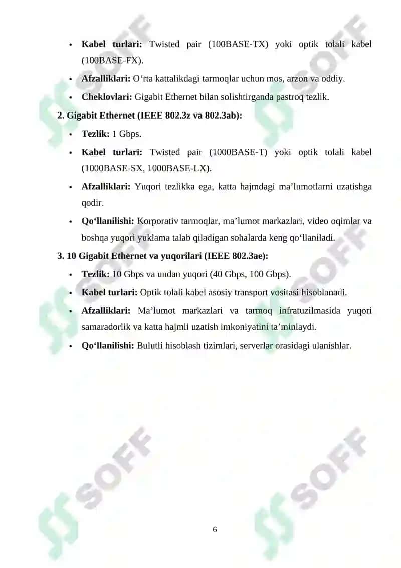 Kanal pog‘onasining protokollari (Frame Relay, ATM, Ethernet) 6