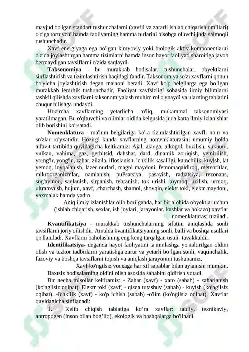 HAYOT FAOLIYATI XAVSIZLIGI NAZARIY ASOSLARI 6