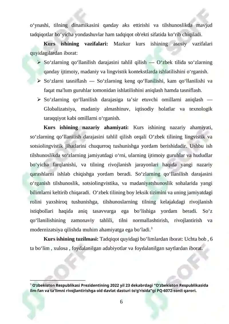 "Oʻzbek tilida soʻzlarning qoʻllanilish darajasiga koʻra turlari" 6