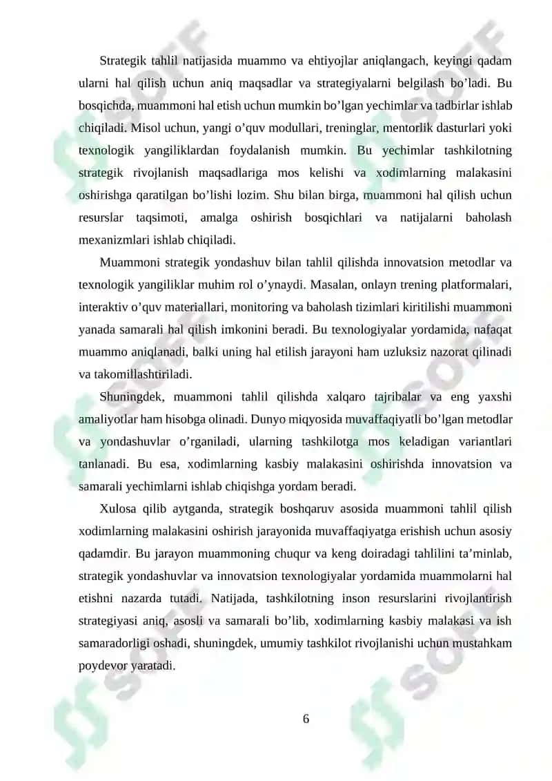 Xodimlar malakasini oshirish boʻyicha trening dasturi ishlab chiqish, muammoni aniqlash yechimlarini loyiha shaklida tayyorlash 6