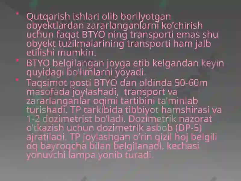 Shikastlanish o'chog'larida Dastlabki Shifokor Yordamini Tashkil Qilish 6