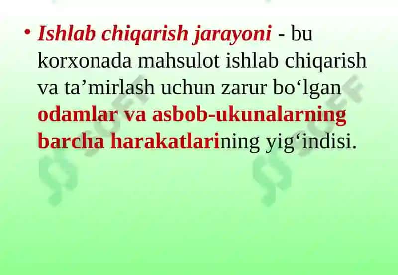 VI- MAVZU.KORXONADA ISHLAB CHIQARISHNI TASHKIL ETISH 6