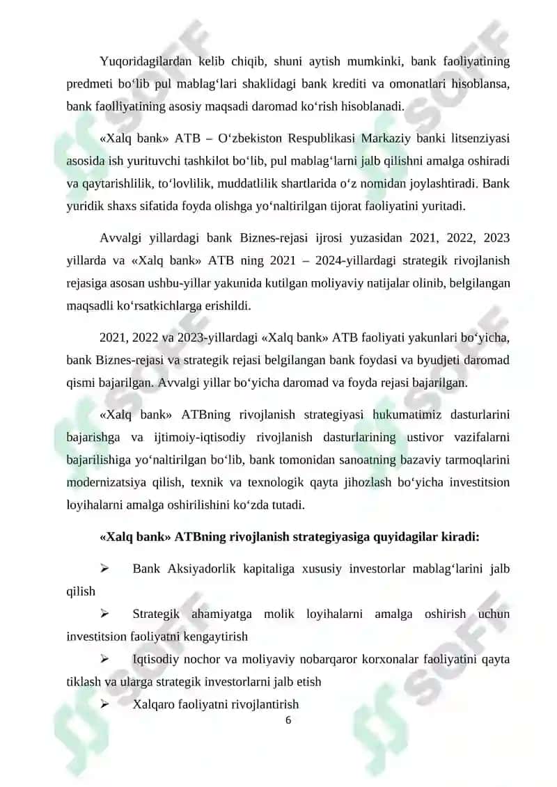 "Xalq bank" amaliy hisobot 6