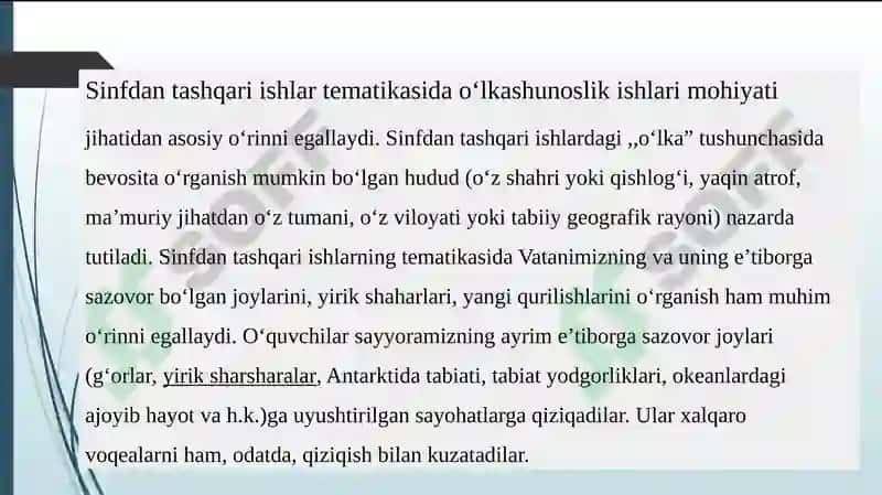 Geografiya ta’limida sinfdan tashqari ishlar. 6