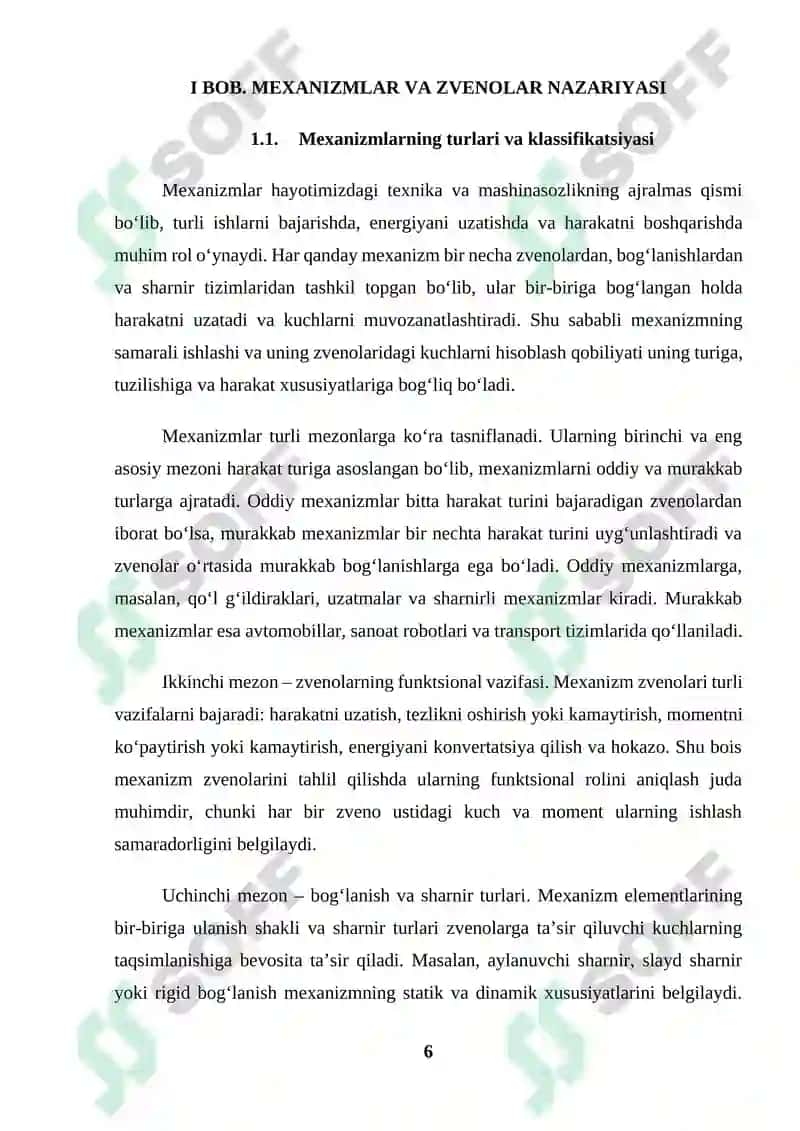MEXANIZM ZVENALARIDAGI KUCHLARNI HISOBLASH kurs ishi 6