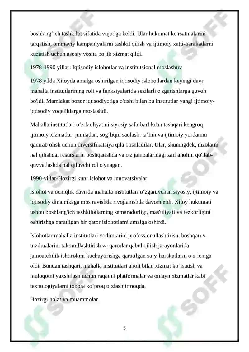 Xitoydagi Mahalla institutlari haqida maʼlumot 6
