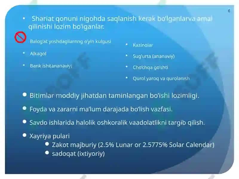 Islom moliyasi bilan tanishuv mavzusida taqdimot 6
