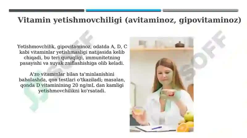 Organizmning vitaminlar bilan ta'minlanganligini o'rganish va baholash 6