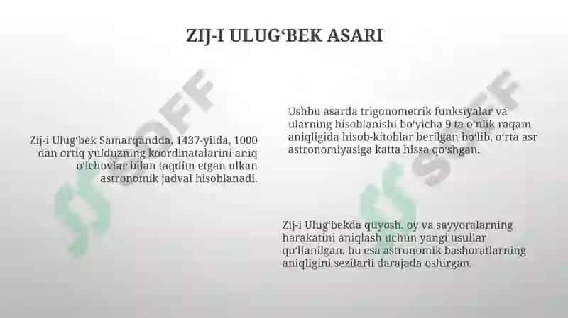 Mirzo Ulug'bek va Zahiriddin Muhammad Boburning fan madaniyati va ma'rifat xizmatlari 6