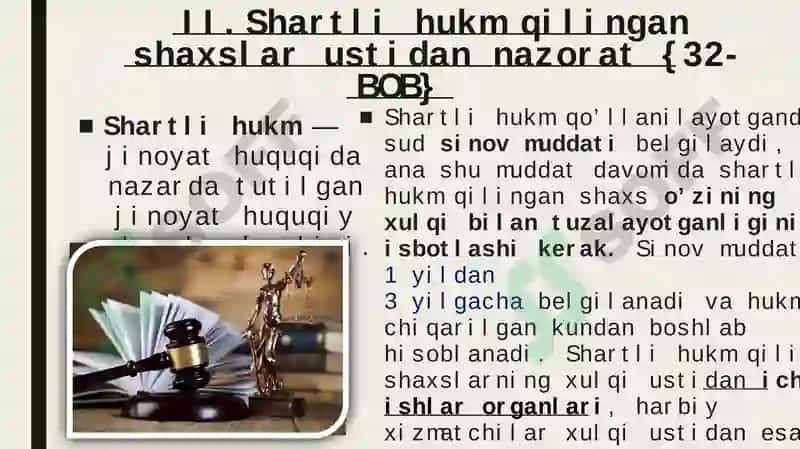 mahkumlarga nisbatan boshqa huquqiy ta'sir choralarini ijro etish 6