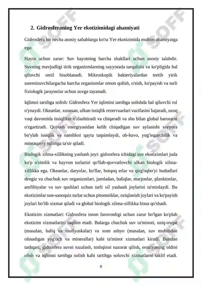 GIDROSFERANING EKOLOGIK FUNKSIYASI 6