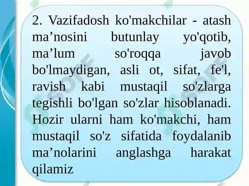 Ko‘makchilar va ularning turlari 6
