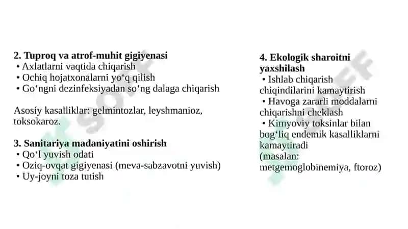 Endemik kasalliklarni oldini olishning gigiyenik asoslari 6