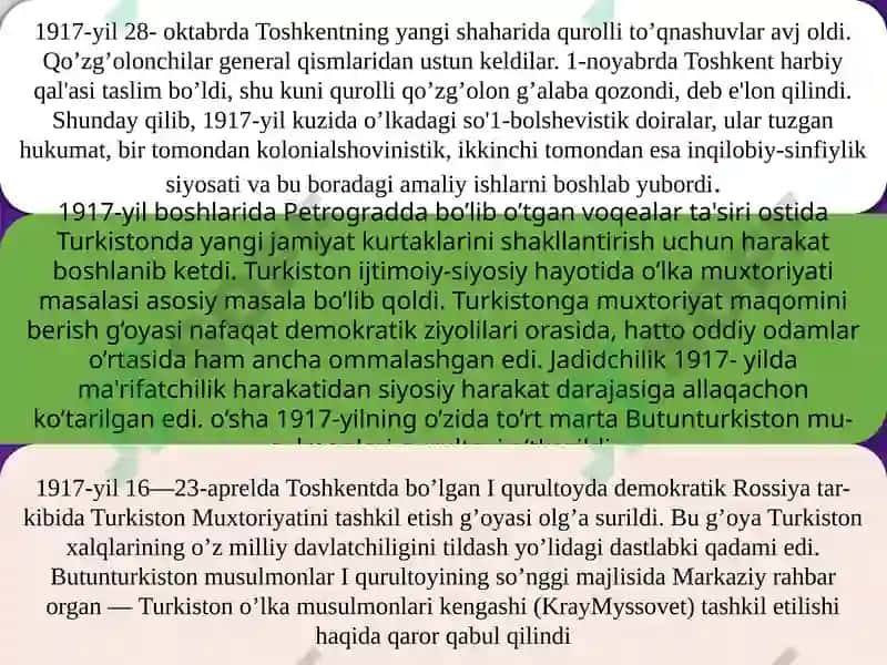 1917 yil oktabr to‘ntarishi va uning Turkistonga ta’siri 6
