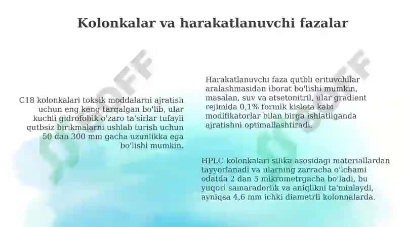 Zaharli moddalarni tahlilida Yuqori samarali suyuqlik xromatografiya 6