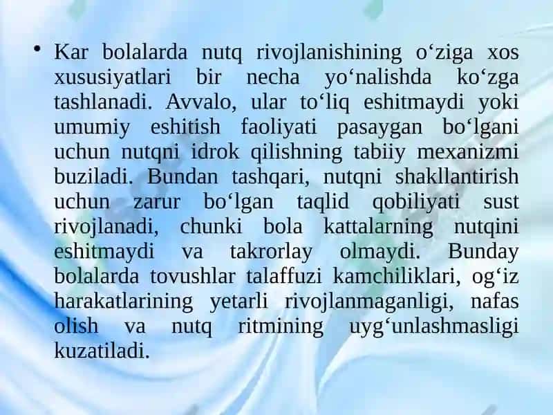 Maktabgacha Yoshdagi Kar Bolalarni Og'zaki Nutqqa O'rgatish 6