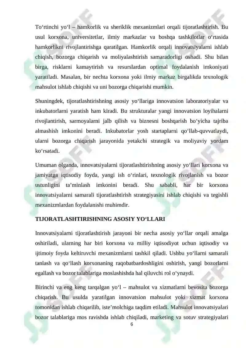 INNOVATSIYALARNING TIJORATLASHTIRISH MEXANIZMLARI 6