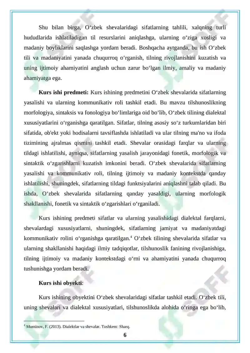 Oʻzbek shevalarida sifat va uning yasalishi 6