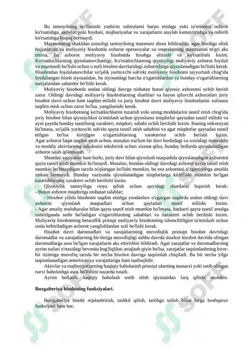 Buxgalteriya balansi to'g'risida tushuncha va uning hisob ishlaridagi va boshqaruvdagi ahamiyati 6