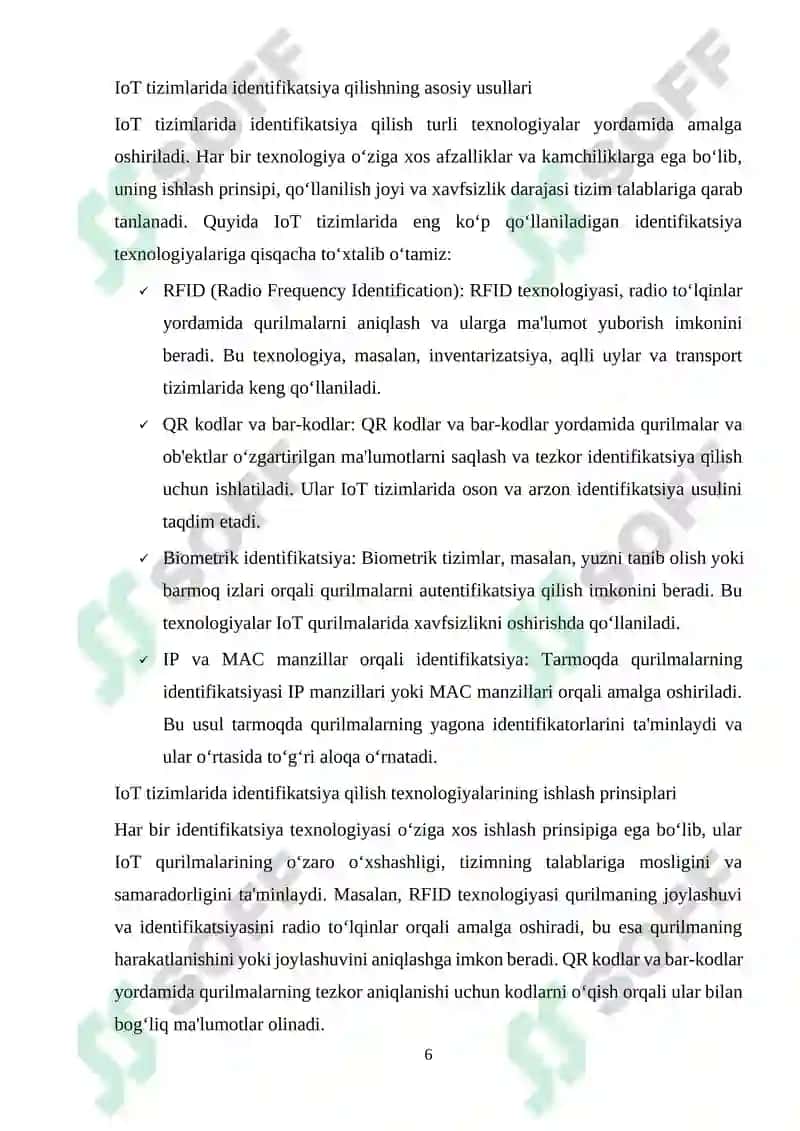 IoT qurilmalari va tarmoqlarida identifikatsiya qilish texnologiyalari 6