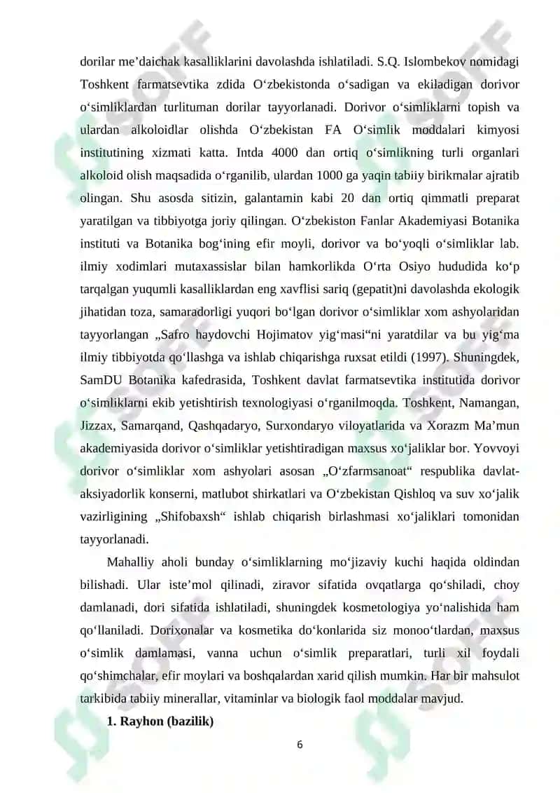 XALQ TABOBATIDA KENG QO’LLANILADIGAN DORIVOR O’SIMLIKLAR VA ULARGA BOTANIK TAFSIF 6