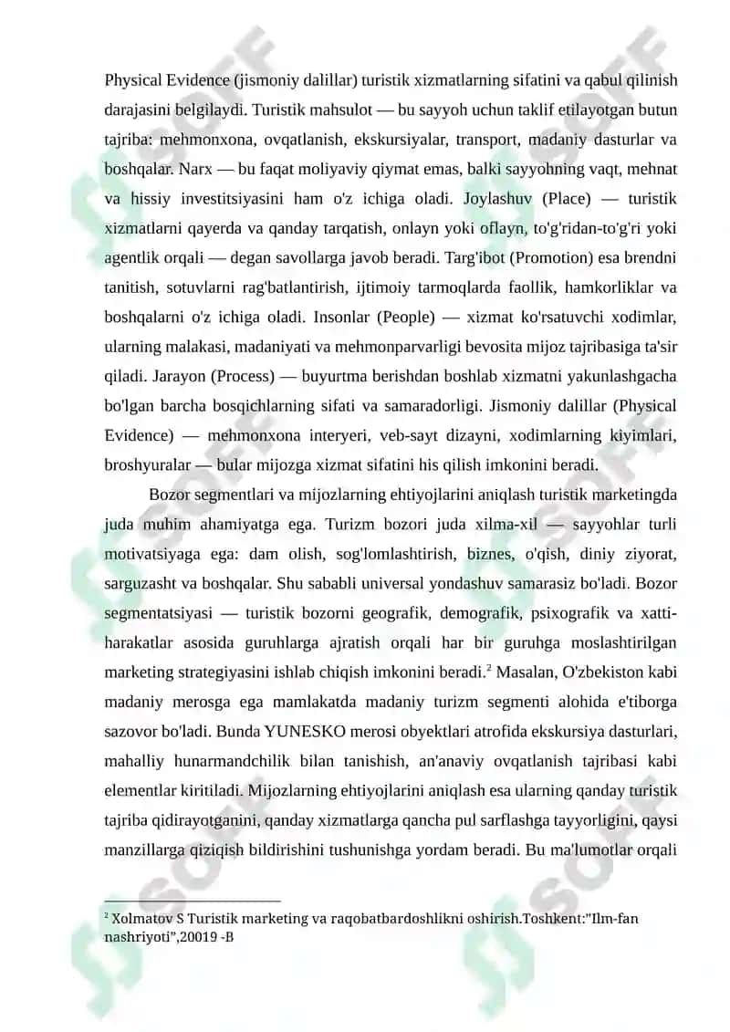 TURISTIK MARKETINGDA RAQOBATCHILARNI TAHLIL QILISHNING AMALIY AHAMIYATI. 6